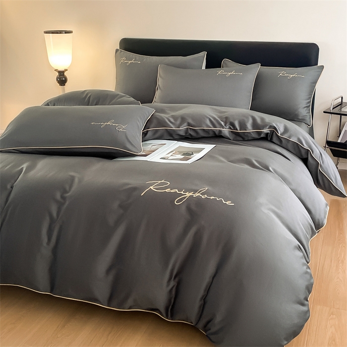 91家纺网 家纺一手货源 找家纺 慕色家纺 2024新款全棉刺绣轻奢系列单被套 轻奢-高级灰