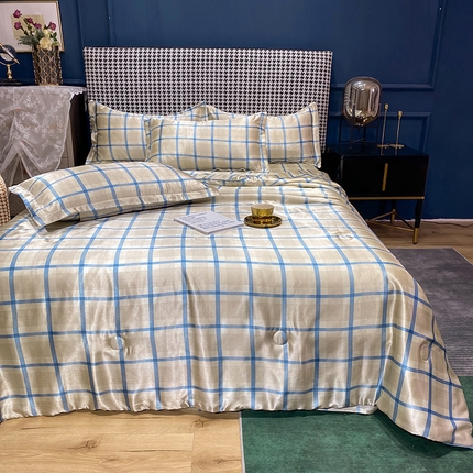 91家纺网 家纺一手货源 找家纺 （总）11 经年：2025年条纹丝绸冰丝水洗真丝夏被四件套直播爆款