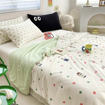 91家纺网 家纺一手货源 找家纺 （总）恒爱家纺 2024新款AB版清新吸湿透气华夫格凉感夏被