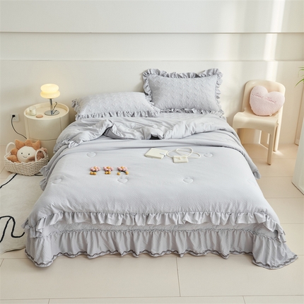 恒爱 2024新款泡泡公主床盖款夏被四件套 泡泡公主-绅士灰