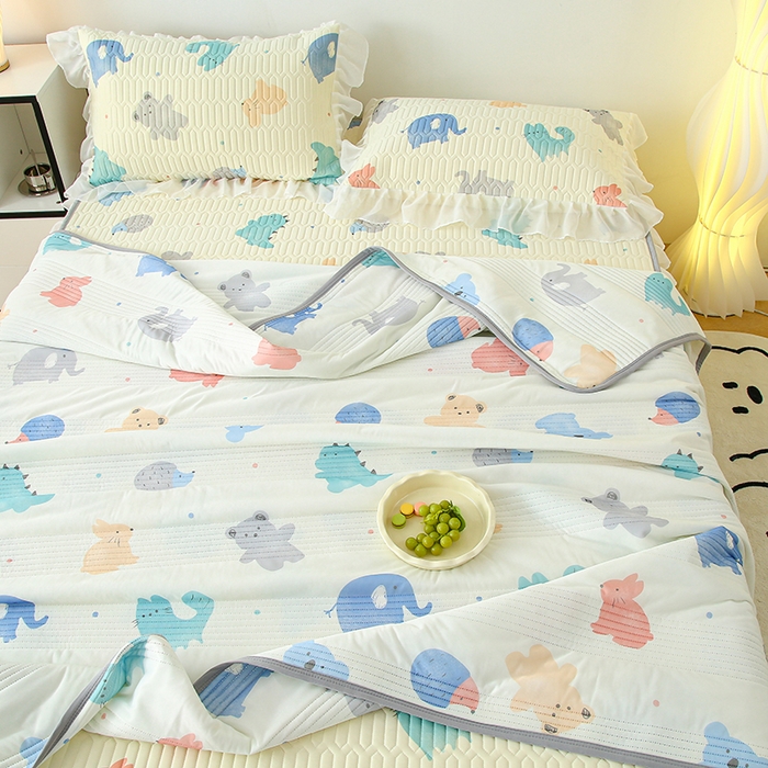 91家纺网 家纺一手货源 找家纺 伊人坊 2024新款冰丝凉感丝夏被 动物园