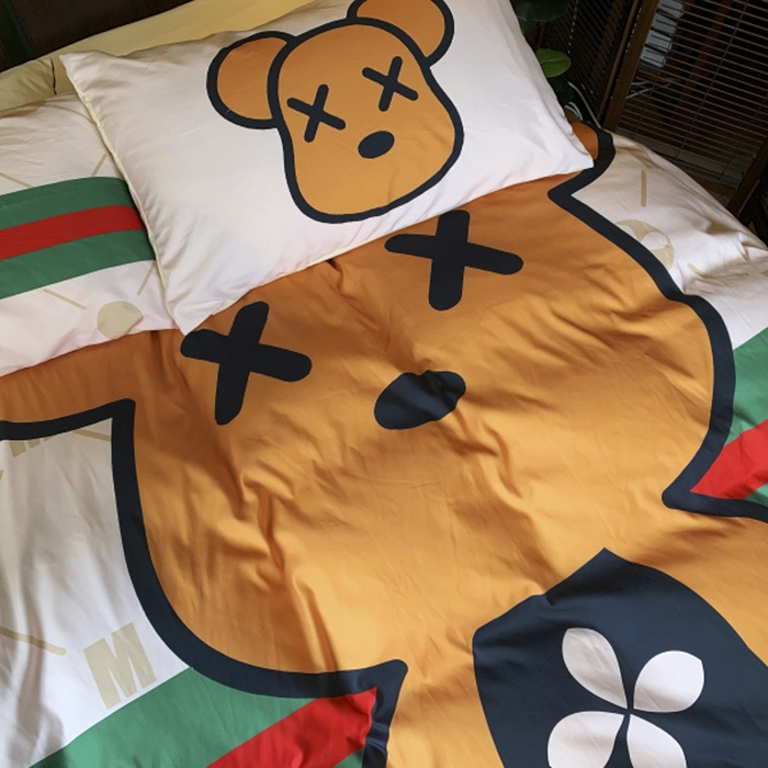 91家纺网 家纺一手货源 找家纺 花沐 2024新款云朵水洗棉四件套 【云朵棉】大酷熊