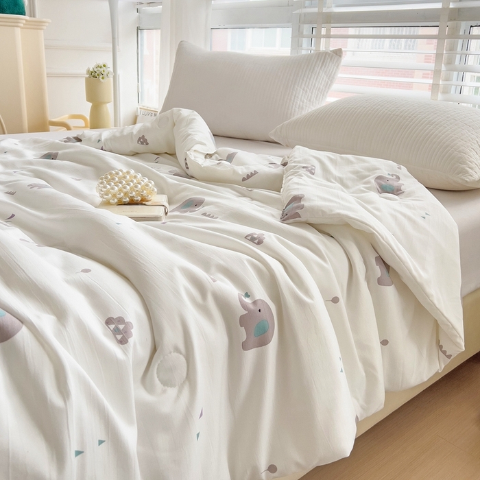 91家纺网 家纺一手货源 找家纺 春光里 2024新款萌趣夏被夏凉被被子被芯 萌小象