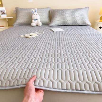 希廷顿 2024新款加厚凉感丝乳胶凉席三件套 绅士灰