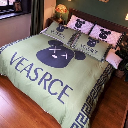 91家纺网 家纺一手货源 找家纺 花沐 2024新款云朵水洗棉四件套 【云朵棉】小绿熊