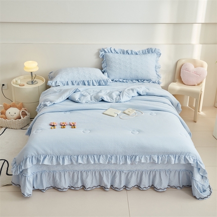 恒爱 2024新款泡泡公主床盖款夏被四件套 泡泡公主-天空蓝