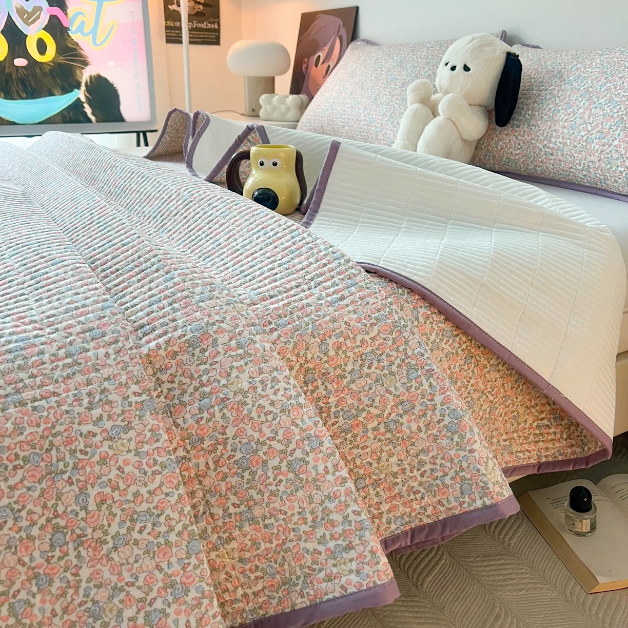 91家纺网 家纺一手货源 找家纺 HL原创 2024新款全棉印花床盖 温馨小花