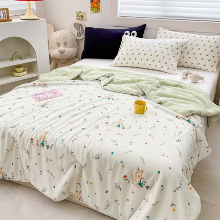 91家纺网 家纺一手货源 找家纺 （总）恒爱家纺 2024新款AB版清新吸湿透气华夫格凉感夏被