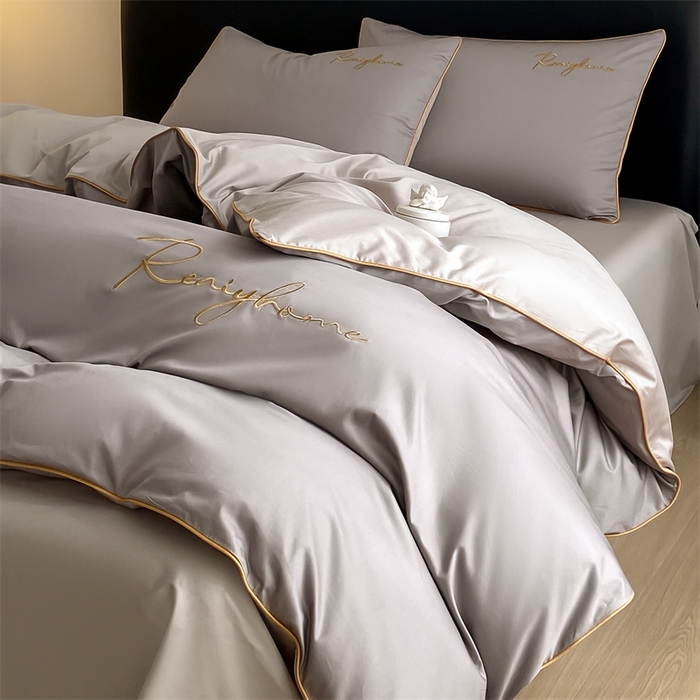 91家纺网 家纺一手货源 找家纺 慕色家纺 2024新款全棉刺绣轻奢系列单被套 轻奢-古铜灰+山灰