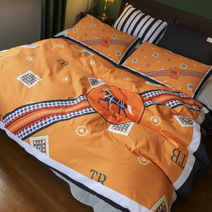 91家纺网 家纺一手货源 找家纺 花沐 2024新款云朵水洗棉四件套 【云朵棉】马车