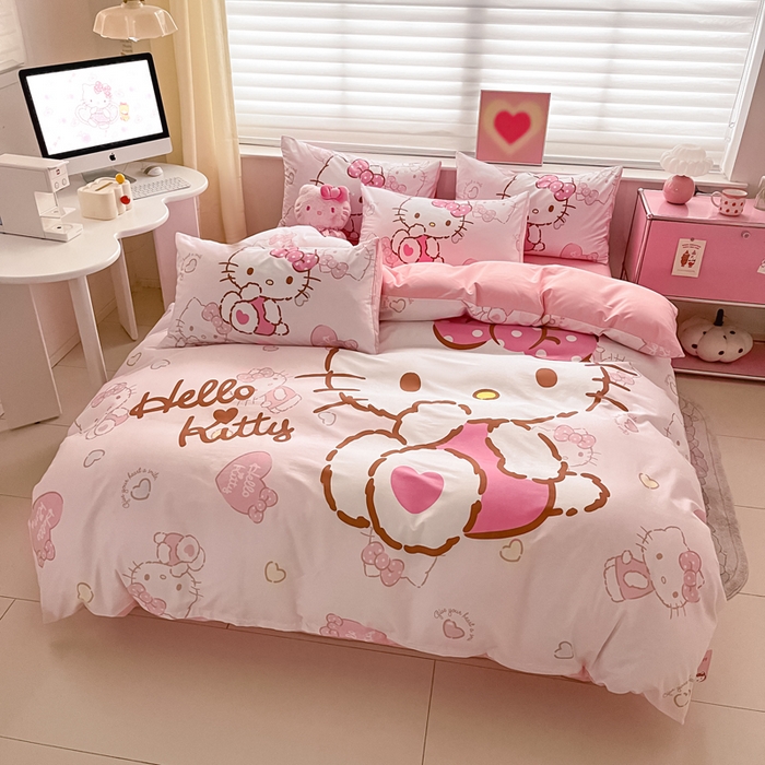 91家纺网 家纺一手货源 找家纺 金爱家 2024新款大阪全棉数码印花三丽鸥系列四件套 美美kt