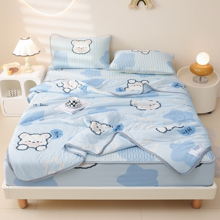 91家纺网 家纺一手货源 找家纺 康纳利 2024新款印花床笠款乳胶凉席乳胶席子 幸运熊-包边款