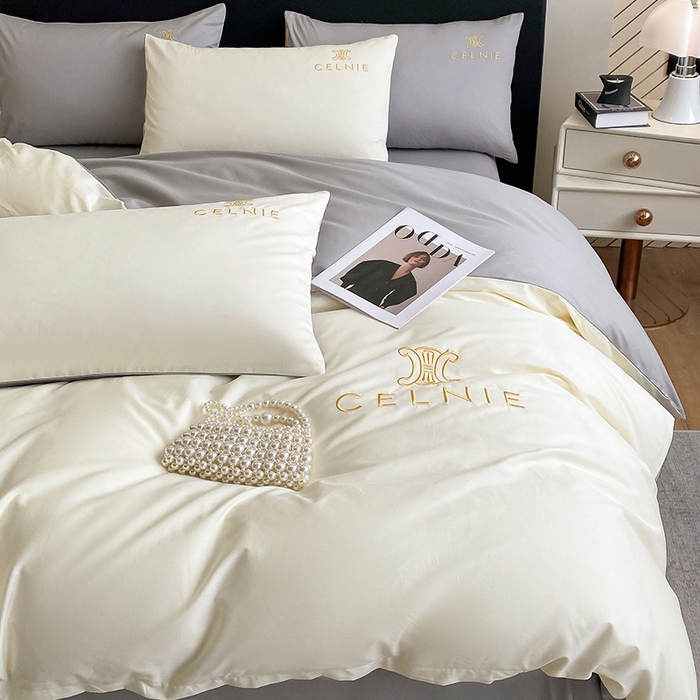 91家纺网 家纺一手货源 找家纺 2024新款60s全棉刺绣四件套--凯琳娜系列 凯琳娜-奶白灰