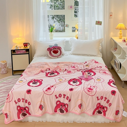 91家纺网 家纺一手货源 找家纺 （总）大彩家居 2024新款A类迪士尼小凉皮豆豆盖毯盖毯