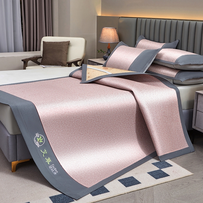 91家纺网 家纺一手货源 找家纺 （总）青雅席业 2025新款绣花双面艾草印尼藤双面席