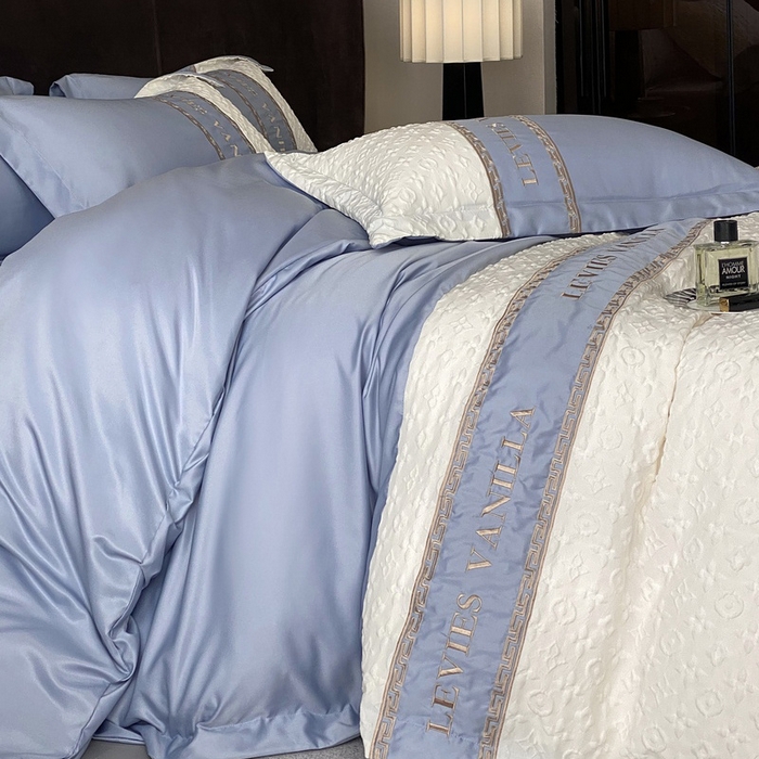 91家纺网 家纺一手货源 找家纺 优悦 2024新款时尚轻奢冰丝刺绣四件套-摩洛哥 摩洛哥-蓝