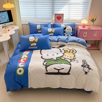 91家纺网 家纺一手货源 找家纺 （总）金爱家 2024新款大阪全棉数码印花三丽鸥系列四件套