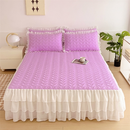 91家纺网 家纺一手货源 找家纺 屹成 2024新款水洗棉雪纺丽莎款单床裙 卡其