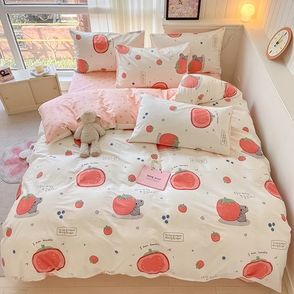 顾里2024新款40支13372全棉四件套-韩风系列 番茄小熊