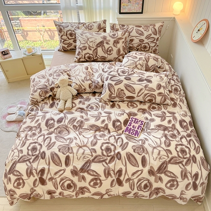 顾里2024新款40支13372全棉四件套-韩风系列 莫奈咖