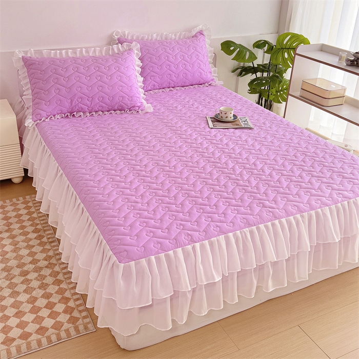 91家纺网 家纺一手货源 找家纺 屹成 2024新款水洗棉雪纺丽莎款单床笠 粉红