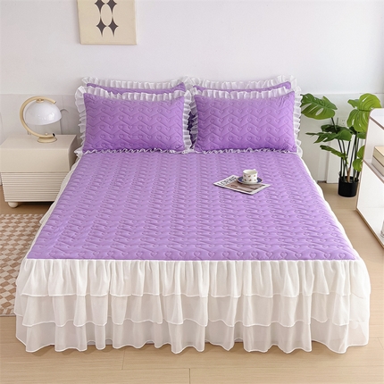 91家纺网 家纺一手货源 找家纺 屹成 2024新款水洗棉雪纺丽莎款单床裙 卡其