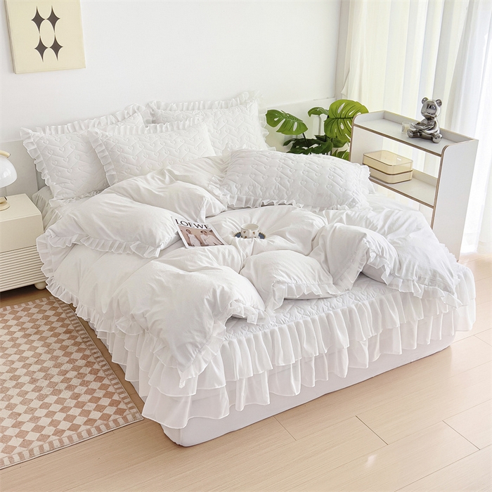 91家纺网 家纺一手货源 找家纺 （总）屹成 2024新款水洗棉雪纺丽莎款床笠款四件套夹棉床笠