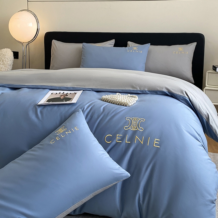 91家纺网 家纺一手货源 找家纺 2024新款60s全棉刺绣四件套--凯琳娜系列 赛琳娜-莱茵蓝