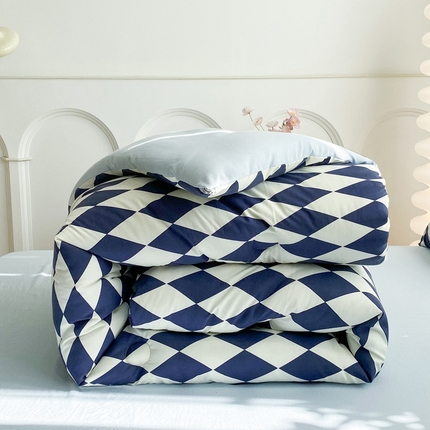 91家纺网 家纺一手货源 找家纺 啊雅家居（总）2025新款水洗棉条纹印花夏被冬被四件套-床单款