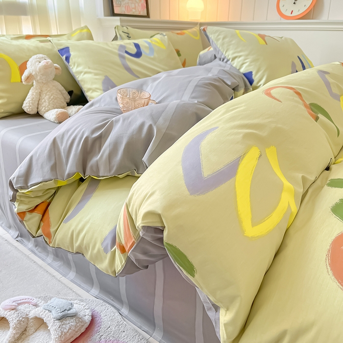 91家纺网 家纺一手货源 找家纺 顾里2024新款40支13372全棉四件套-韩风系列 几何艺术