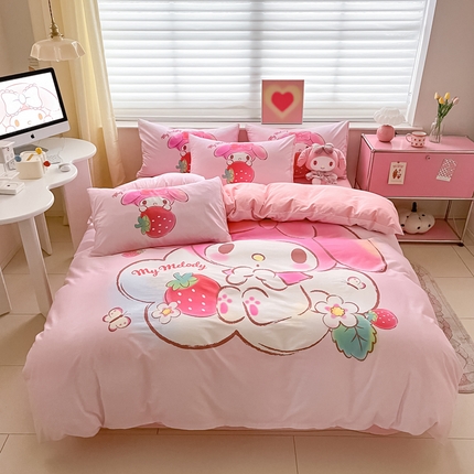 91家纺网 家纺一手货源 找家纺 （总）金爱家 2024新款大阪全棉数码印花三丽鸥系列四件套