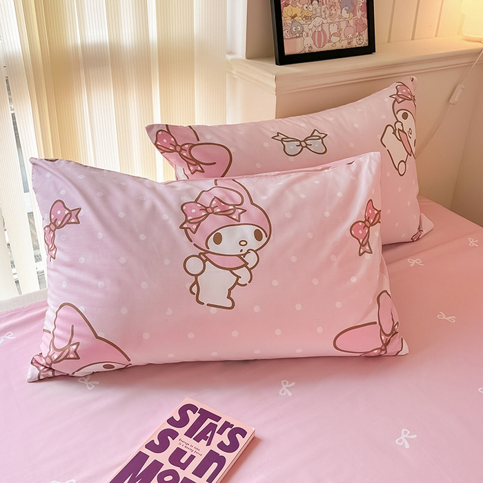 91家纺网 家纺一手货源 找家纺 顾里2024新款40支活性印花13372喷气全棉三丽鸥系列四件套 波点美乐蒂