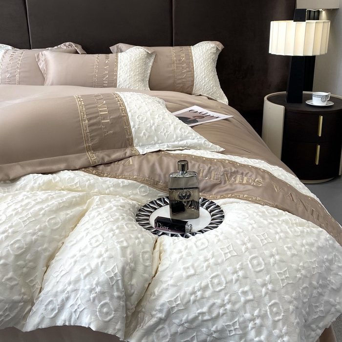 91家纺网 家纺一手货源 找家纺 优悦 2024新款时尚轻奢冰丝刺绣四件套-摩洛哥 摩洛哥-香槟