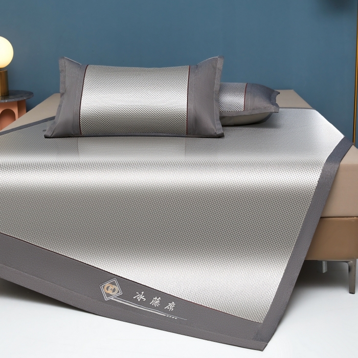 91家纺网 家纺一手货源 找家纺 青雅席业    2025年新款高密度复合冰藤三明治 银灰