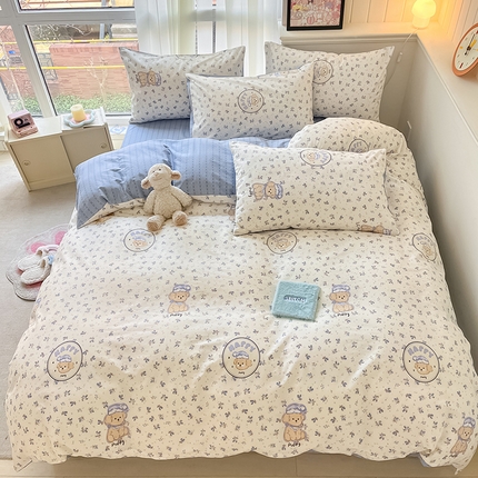 顾里2024新款40支13372全棉四件套-韩风系列 花花熊仔