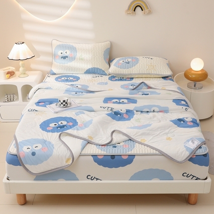 91家纺网 家纺一手货源 找家纺 康纳利 2024新款印花床笠款乳胶凉席乳胶席子 淘气煤球-包边款