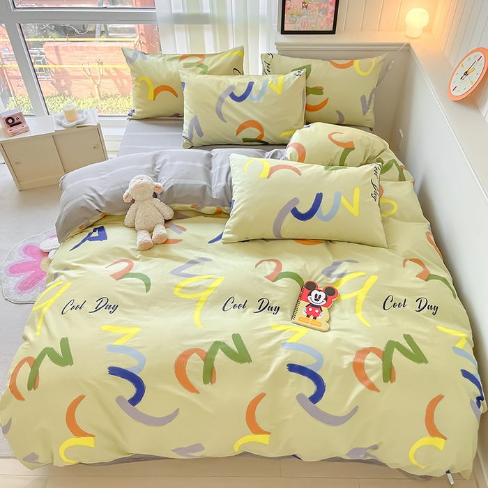 91家纺网 家纺一手货源 找家纺 顾里2024新款40支13372全棉四件套-韩风系列 几何艺术