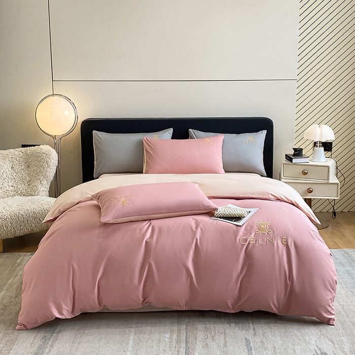 91家纺网 家纺一手货源 找家纺 2024新款60s全棉刺绣四件套--凯琳娜系列 凯琳娜-蜜豆粉桃粉