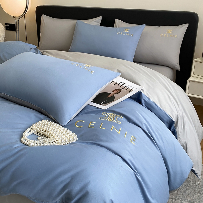 91家纺网 家纺一手货源 找家纺 2024新款60s全棉刺绣四件套--凯琳娜系列 赛琳娜-莱茵蓝