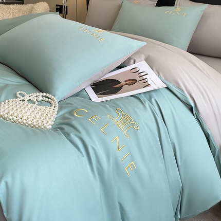 2024新款60s全棉刺绣四件套--凯琳娜系列 凯琳娜-烟波绿