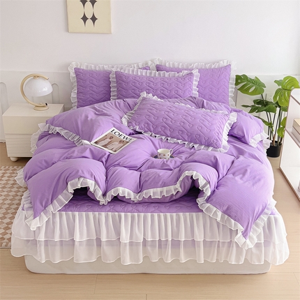 91家纺网 家纺一手货源 找家纺 （总）屹成 2024新款水洗棉雪纺丽莎款床笠款四件套夹棉床笠