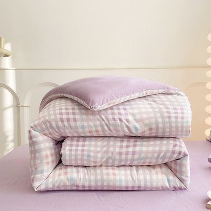 91家纺网 家纺一手货源 找家纺 啊雅家居 （总）2025新款水洗棉条纹印花夏被冬被四件套-床笠款