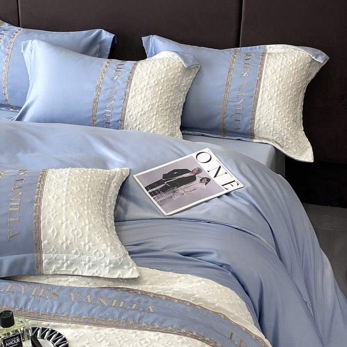 91家纺网 家纺一手货源 找家纺 优悦 2024新款时尚轻奢冰丝刺绣四件套-摩洛哥 摩洛哥-蓝