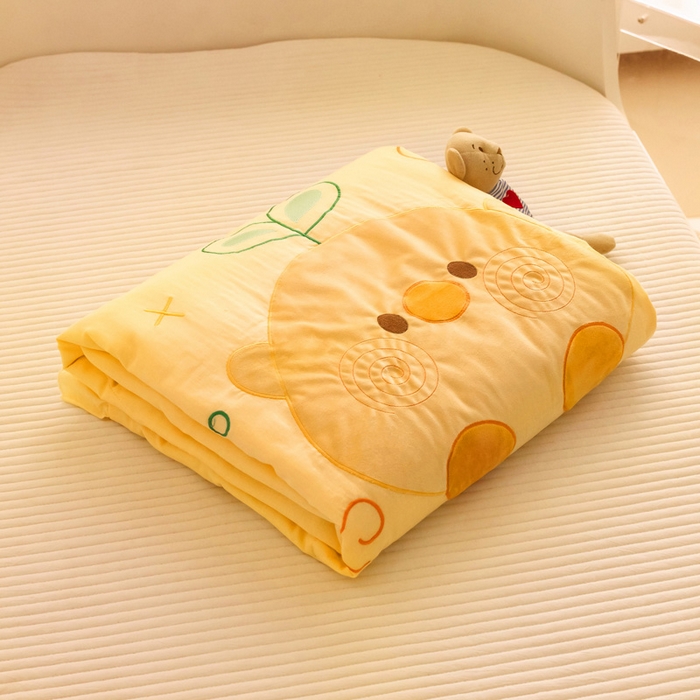 91家纺网 家纺一手货源 找家纺 喜多兔儿童家纺 2024新款小轻柔纱布纯棉双层纱空调被 黄色Q小鸡