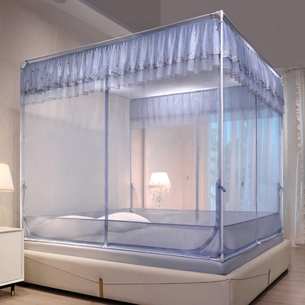 91家纺网 家纺一手货源 找家纺 富莱星蚊帐 2024新款TU型刺绣坐床蚊帐 TU刺绣-时尚灰