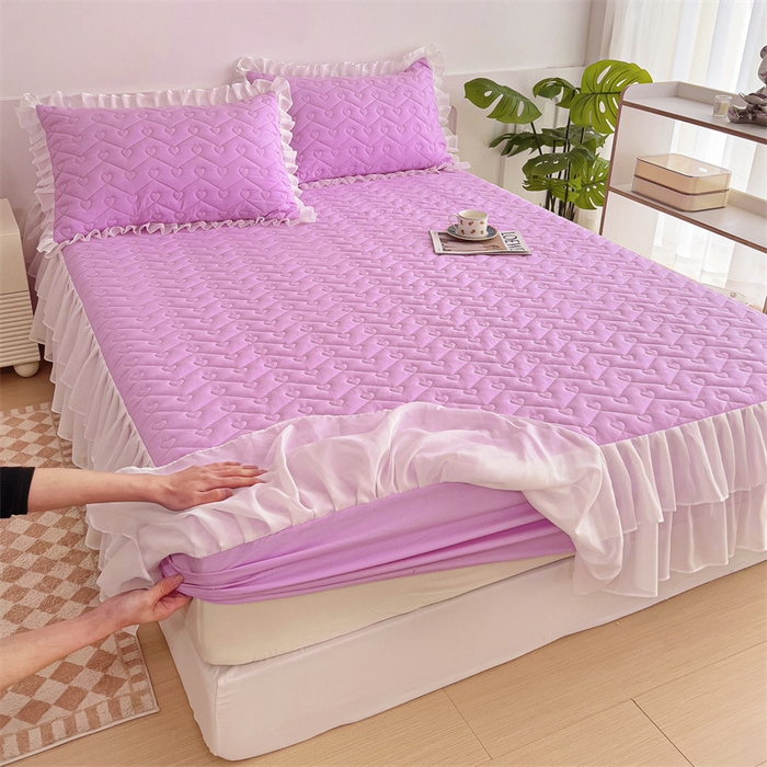 91家纺网 家纺一手货源 找家纺 屹成 2024新款水洗棉雪纺丽莎款单床笠 粉红