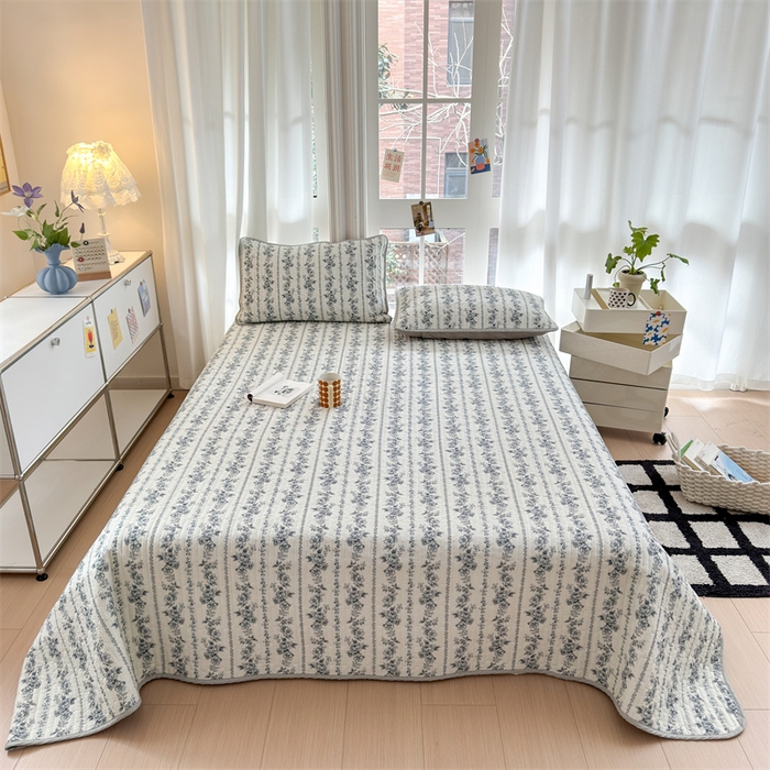 91家纺网 家纺一手货源 找家纺 美优兰 2025春款全棉单面高温砂洗床盖 水墨丹青