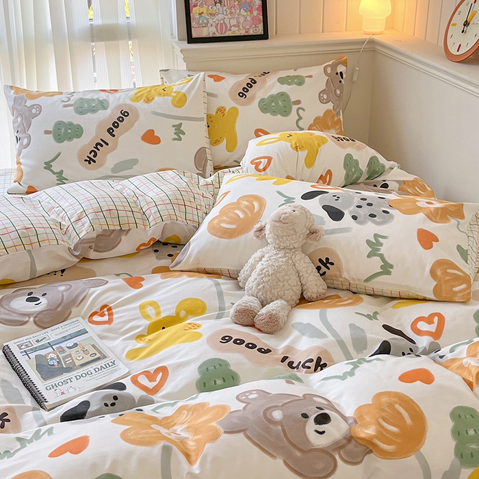 91家纺网 家纺一手货源 找家纺 顾里2024新款40支13372全棉四件套-韩风系列 油画动物