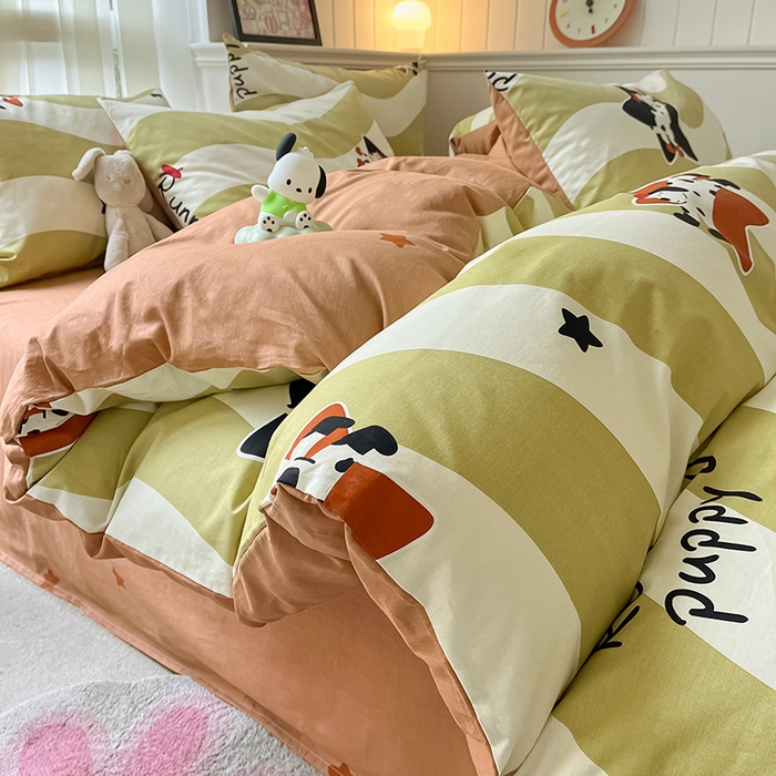 91家纺网 家纺一手货源 找家纺 顾里2024新款40支13372全棉四件套-韩风系列 星星小狗