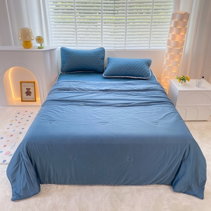 91家纺网 家纺一手货源 找家纺 花满路 2024新款A类母婴级凉感夏被 绅士蓝